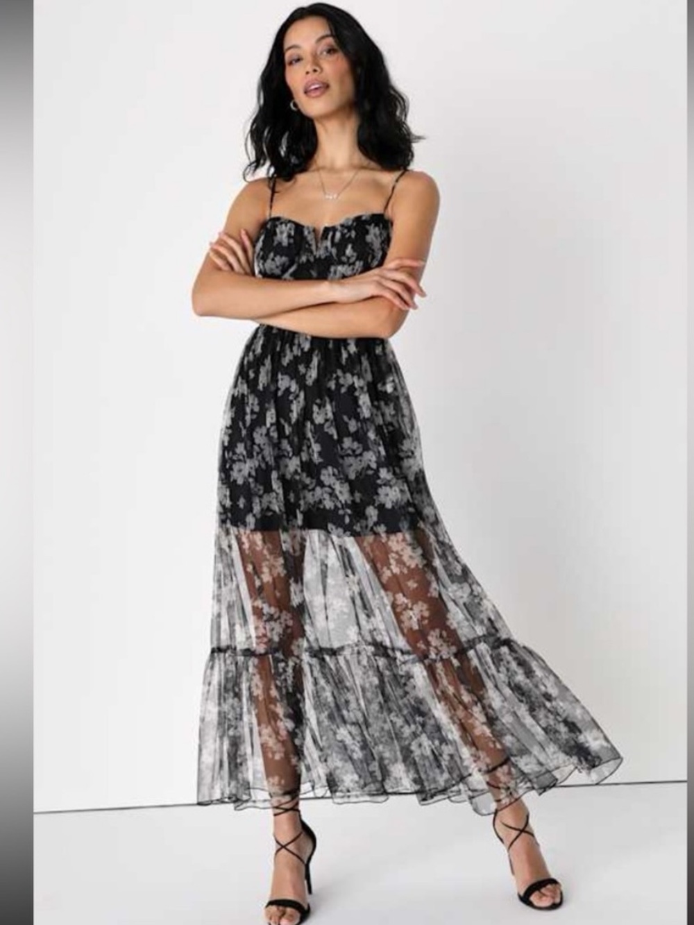 Lulu black floral dress